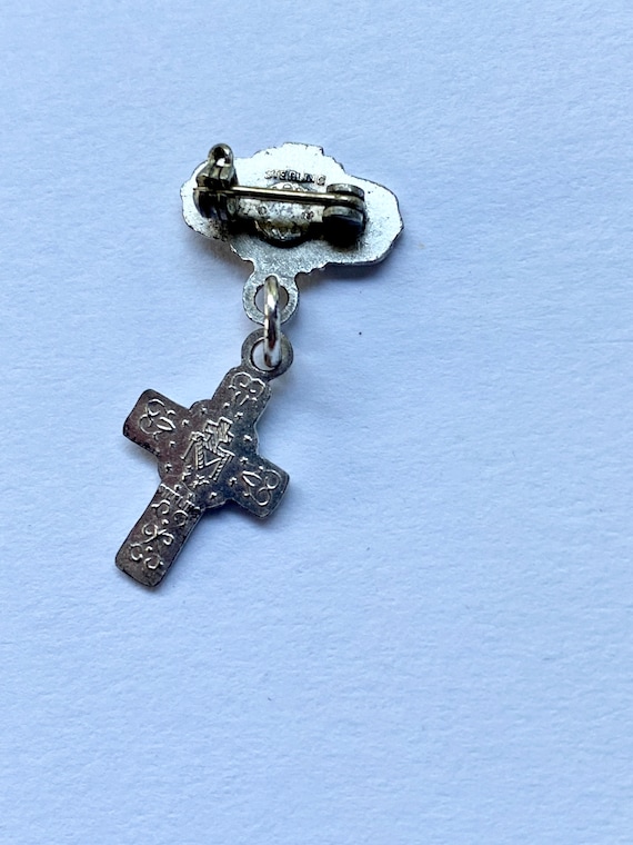 Antique baby Christening brooch.  Sterling silver… - image 4