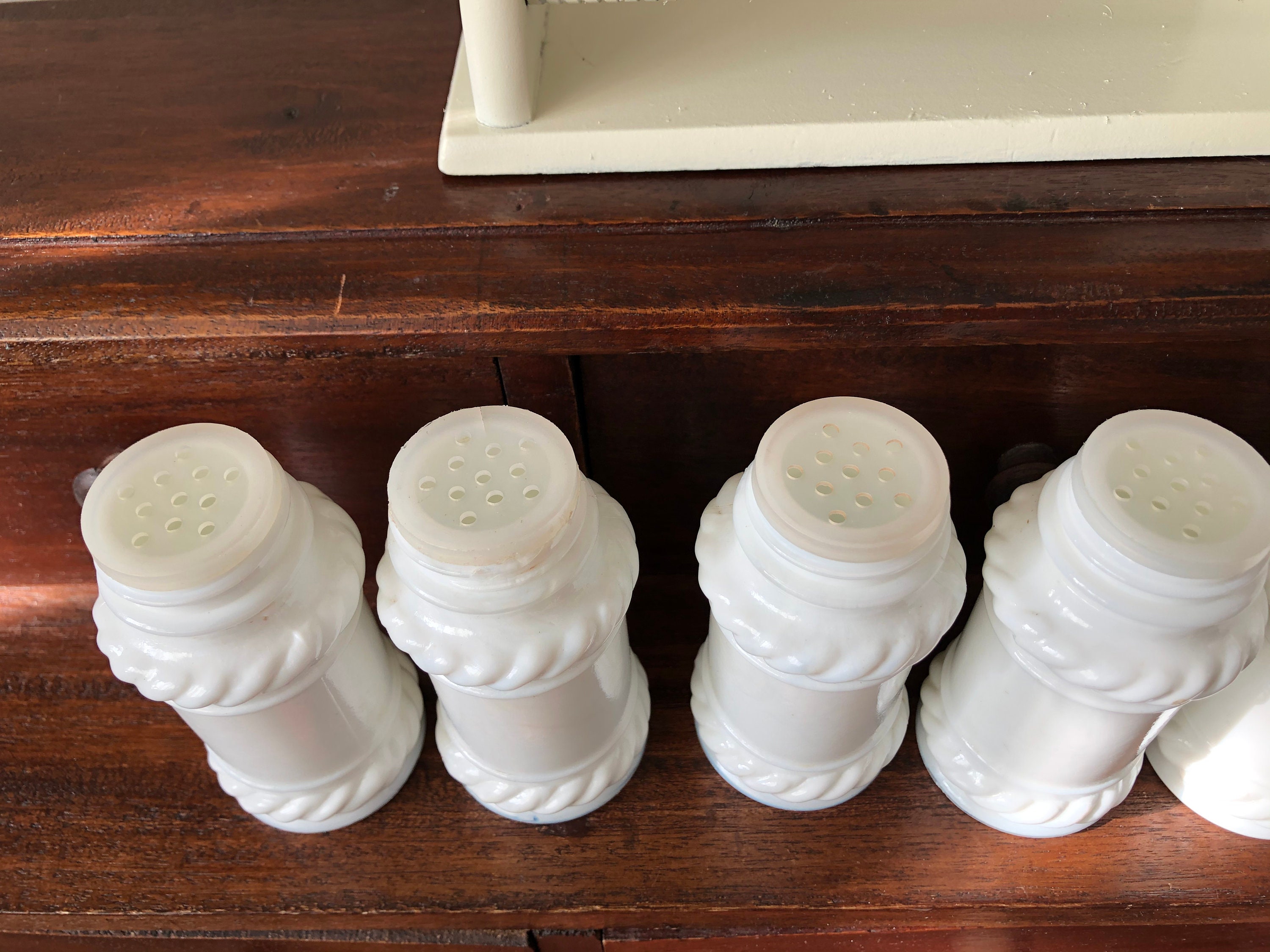 Vintage Wood and Milk Glass Spice Rack. Upcycled With Paint Etsy