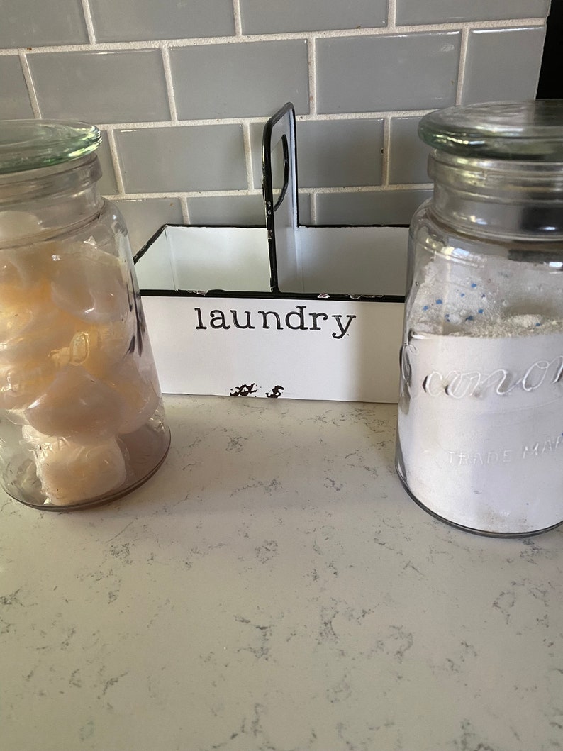 Enamelware Laundry Detergent Set. Hand Lettered Double Etsy