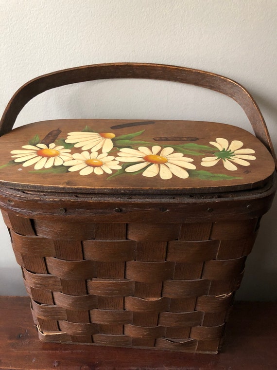 Vintage basket, handbag, lunch, or storage, made … - image 1
