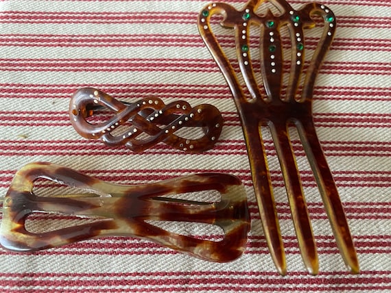 lot set 5 Vintage Faux Tortoise Shell Hairpins Rhinestones Vintage Faux Tortoise Shell Rhinestone Hair Pin | eBay main image 3