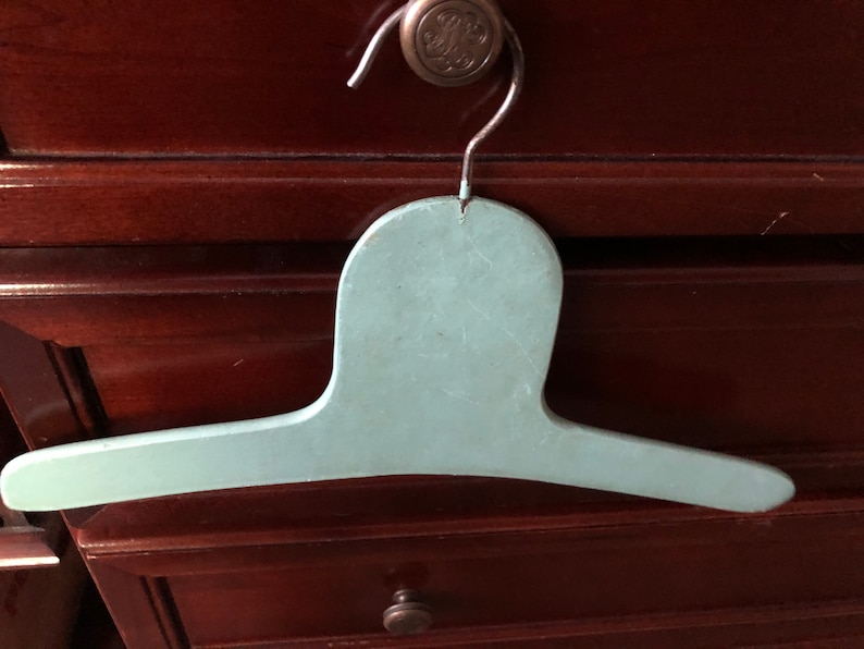 Vintage baby hanger Especially nice for baby girl or toddler Pretty vintage aqua color so sweet and shabby
