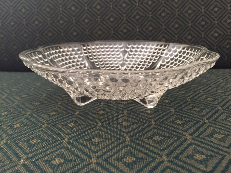 Vintage hobnail footed candy dish. Pressed glass vintage Etsy