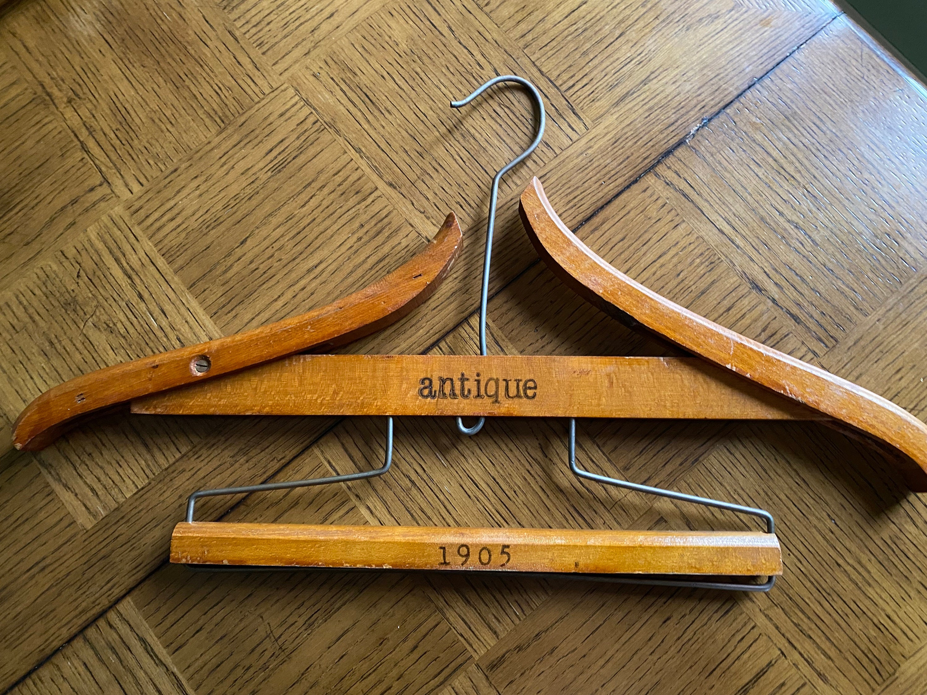 Set of 3 Vintage Orange Crochet Covered Wood Hangers