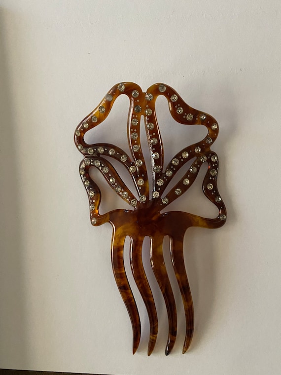 Vintage Faux Tortoiseshell and Rhinestone‎ Hair Comb Ornament Vintage Riviera Faux Tortoiseshell Hair Comb | Mercari main image 4