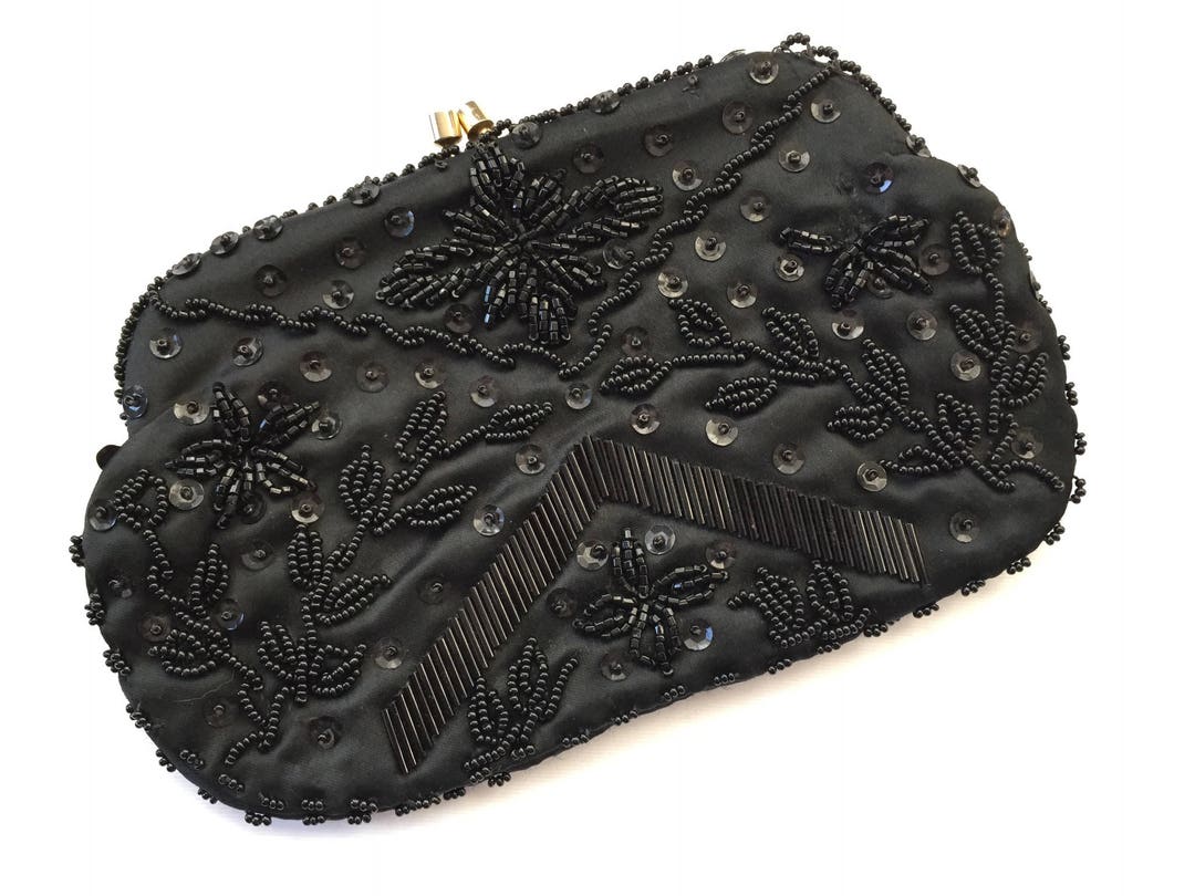 Antique Purse. 1930. Black Beaded Cluch. Evening Bag for - Etsy