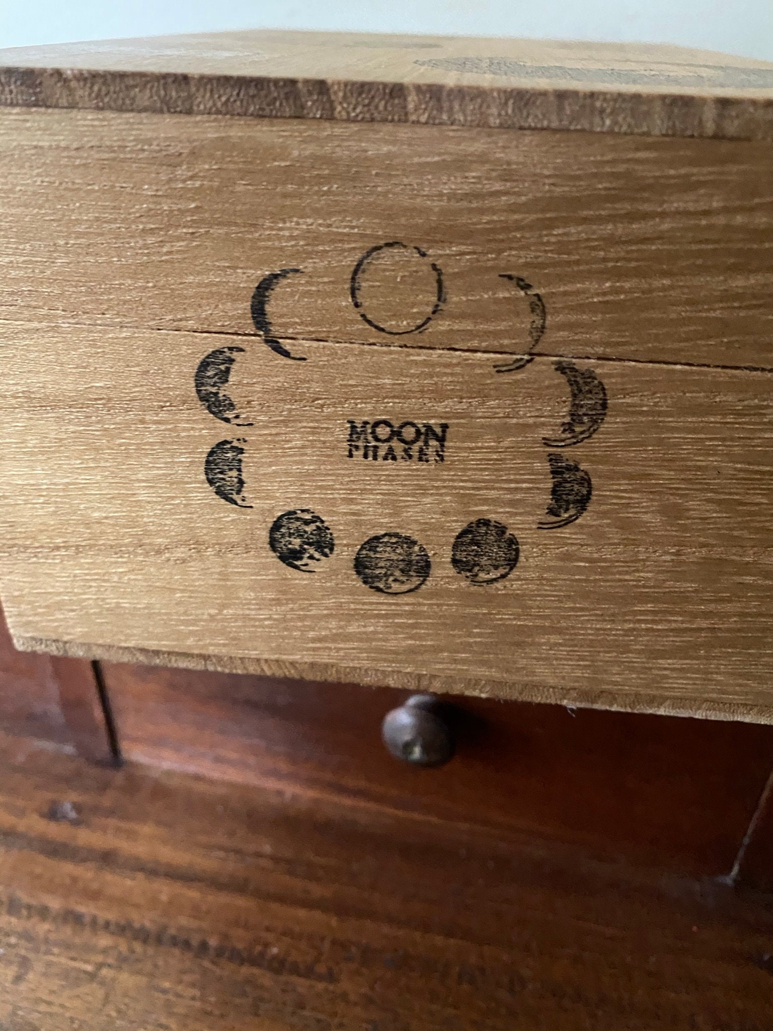 Moon Theme Box. Inexpensive Wood Box Lightly Stained Stamped - Etsy