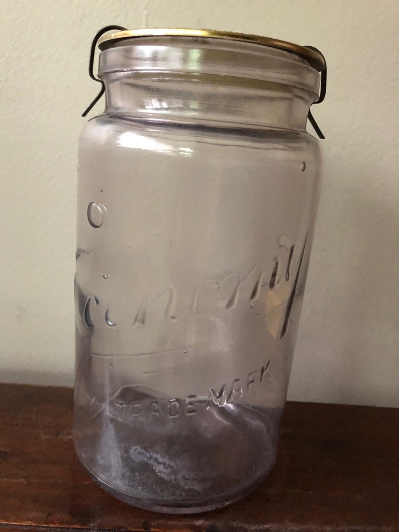 Antique canning jar mason jar quart sized. Kerr economy from Etsy