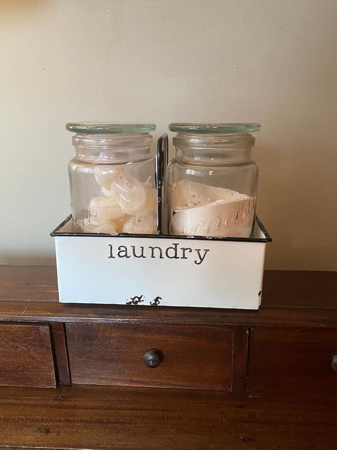 Enamelware Laundry Detergent Set. Hand Lettered Double Etsy