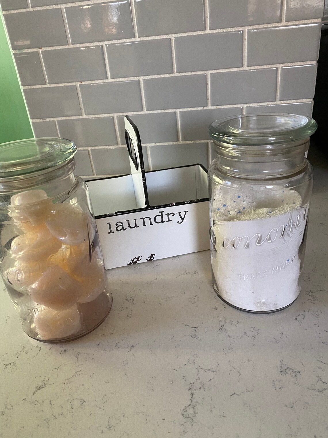 Enamelware Laundry Detergent Set. Hand Lettered Double Etsy