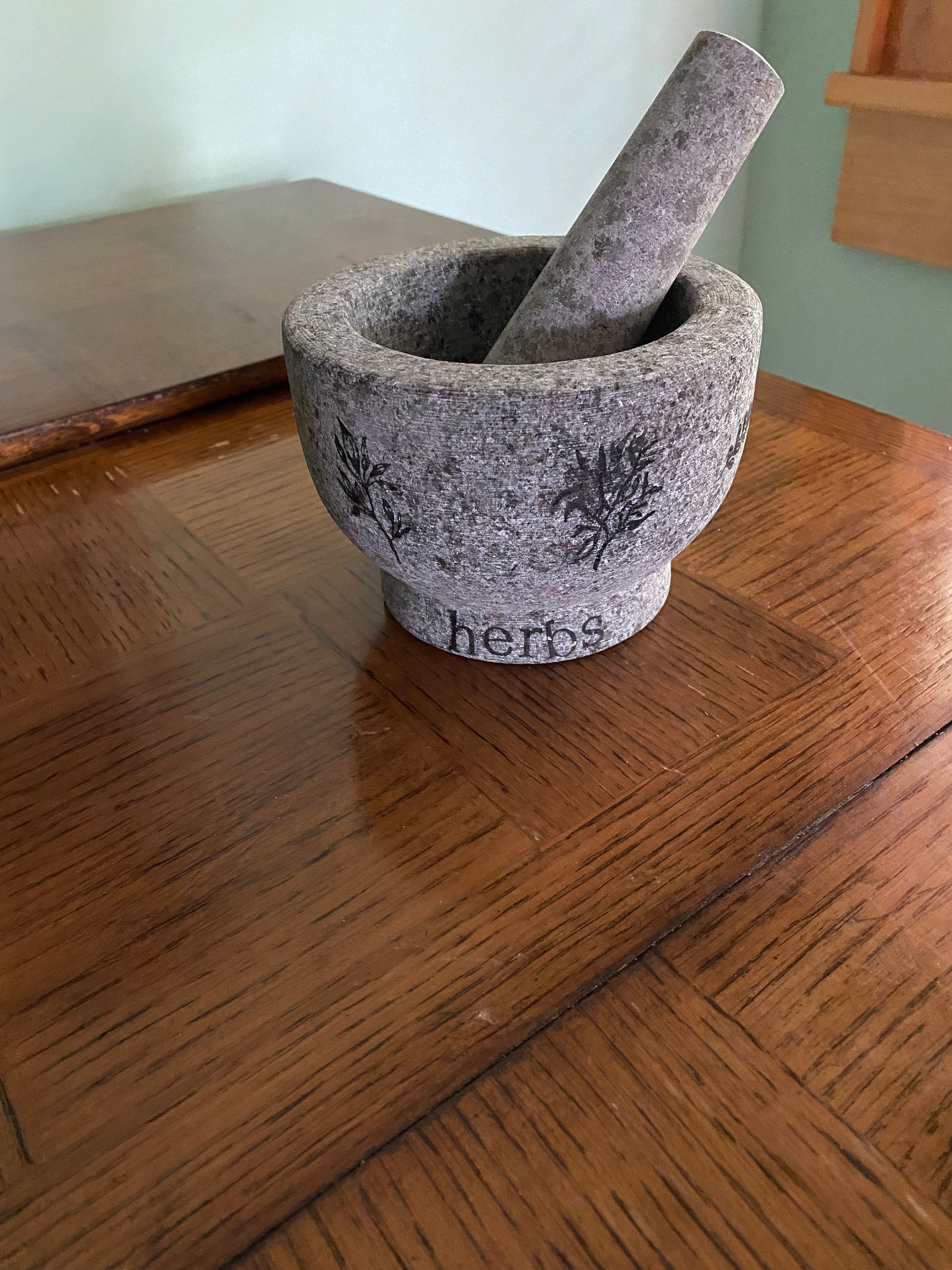 Mortar and pestle unpolished granite. Large and sturdy. Etsy
