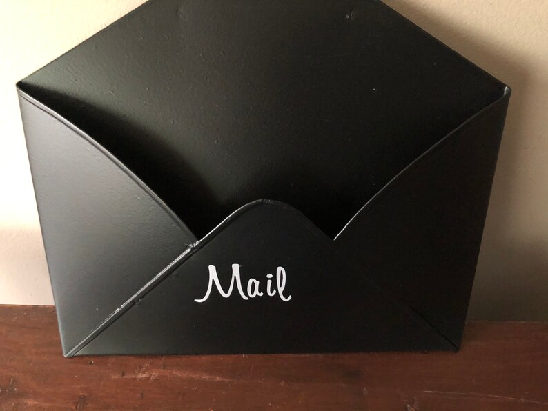 Small Wall Mount Mail Holder. Painted Metal Envelope Style Etsy