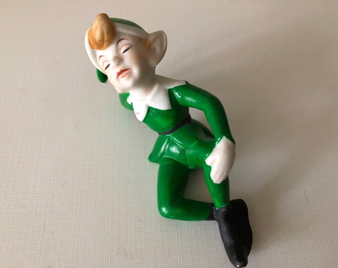 Vintage Ceramic Elf Statue. Rare Elf in Green Suit. Brinns Etsy
