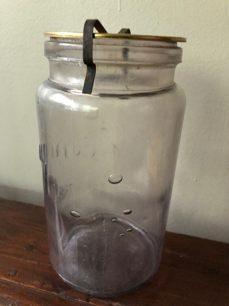 Antique canning jar mason jar quart sized. Kerr economy from Etsy
