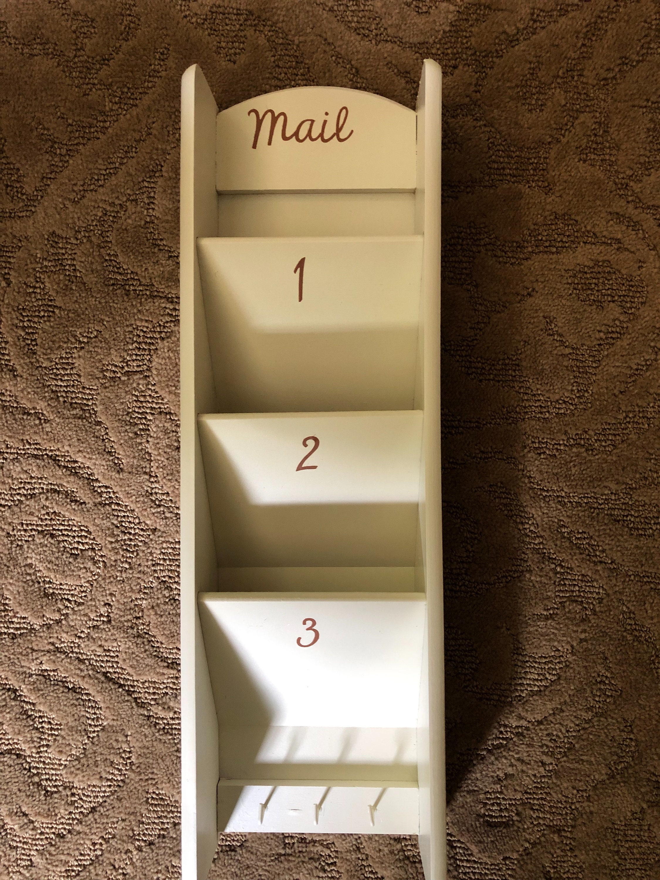 Wall mail holder painted wood 3 pocketed holder to organize Etsy