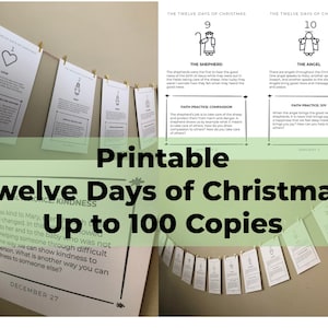 Cartoline stampabili i dodici giorni di Natale - Fino a 100 copie
