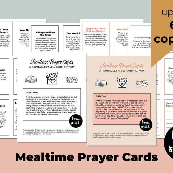 Mealtime Prayer Cards -- Up to 6 Copies