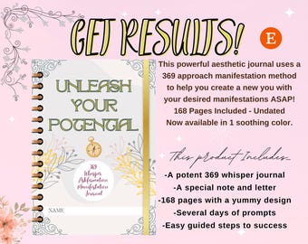 Ontketen je potentieel: 369 Whisper Askfirmation Manifestation Journal (168 pagina's - digitale download) Ontvang resultaten Prachtige journalingpagina's