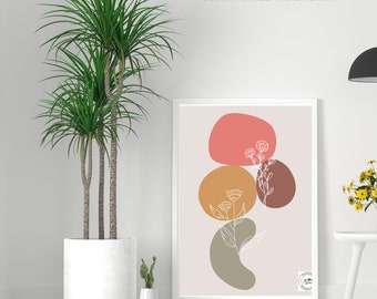 Esthetische abstracte witte bloem bladkunst canvasafdruk