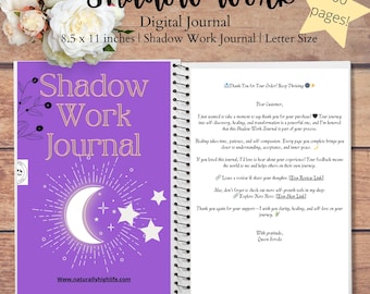 Paarsroze schaduwwerkdagboek | Digitaal zelfontdekkingsgenezingswerkboek | 100 pagina's met diepgaande logboekaanwijzingen en innerlijk werk | Eenvoudig downloaden