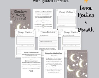 Donkergrijs schaduwwerkdagboek | Digitaal zelfontdekkingsgenezingswerkboek | 100 pagina's met diepgaande logboekaanwijzingen en innerlijk werk | Eenvoudig downloaden