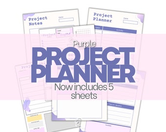 Digitale kleurrijke paarse planningstool, breid je bedrijf uit met een projectplanner US Letter Doelen stellen Notities maken Planning Organiseren