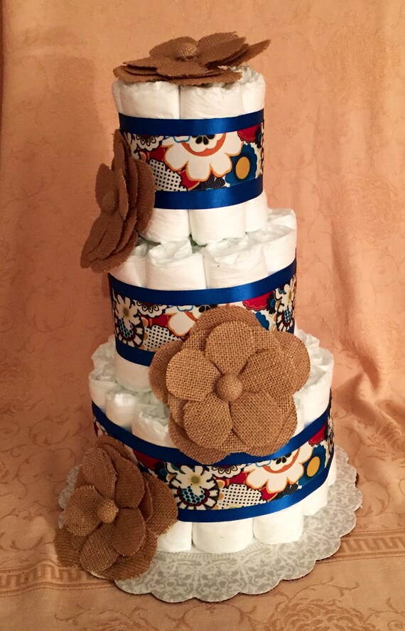Ahoy Matey Theme 3 Tier Diaper Cake Baby Shower Centerpiece Chevron Nautical