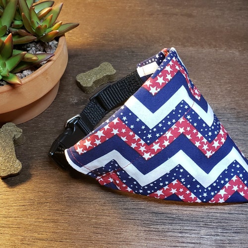 American Flag Dog Bandana Slides Over the Collar Cat Etsy