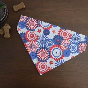 SALE! 4th of July Dog Bandana Over the Collar - Patriotic Circles / Independence Day / Patriotic Dog Bandana / Cat Bandana / Gift For Pets