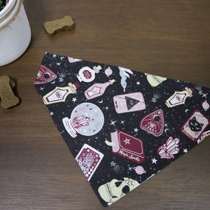 Halloween Dog Bandana (Over the Collar) - Halloween Fortune // Halloween Cat Bandana // Witches Bandana // Gift for Pets