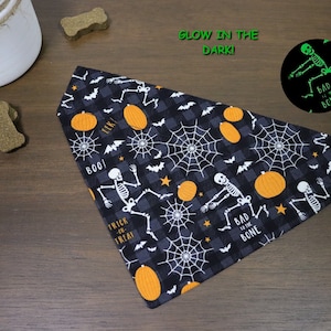 SALE!! Halloween Dog Bandana (Over the Collar) - Glow in the Dark Skeleton Party//Halloween Cat Bandana// Glow in the Dark // Gift for Pets