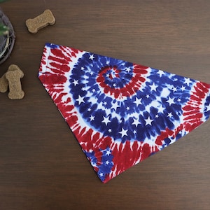 4th of July Dog Bandana Personalized (Over the Collar) - Patriotic Tie Dye / Independence Day / Patriotic Dog Bandana /Gift For Pets
