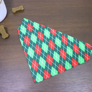 Christmas Dog Bandana Personalized (Over the Collar) - Argyle Sweater // Christmas Cat Bandana // Holiday Bandana // Gift for Pets