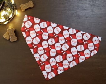 Christmas Dog Bandana Personalized (Over the Collar) - Santa Claus // Cat Bandana // Holiday Bandana // Gift for pets / Slip on Bandana