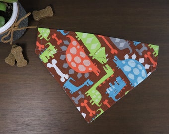 Dinosaur Dog Bandana (Over the Collar) - Cute Dinosaurs // Dinosaur Cat Bandana // Funny Bandana // Slip on Bandana // Gift for pets