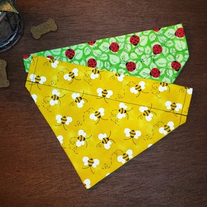 Personalized Bee Dog Bandana (Over the Collar) –  Bumblebees or Ladybugs