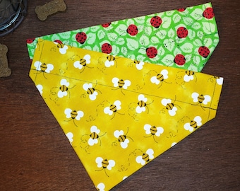 Personalized Bee Dog Bandana (Over the Collar) –  Bumblebees or Ladybugs