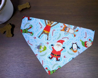 Christmas Dog Bandana (Over the Collar) - Santa Claus // Reindeer // Cat Bandana // Holiday Bandana // Gift for pets / Slip on Bandana