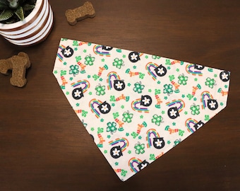 St. Patrick's Dog Bandana Personalized (Over the Collar) - Pots of Gold and Rainbows Bandana / Lucky bandana / Slip on Bandana/ Gift For Pet