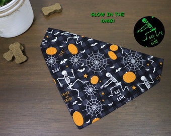 SALE!! Halloween Dog Bandana (Over the Collar) - Glow in the Dark Skeleton Party//Halloween Cat Bandana// Glow in the Dark // Gift for Pets