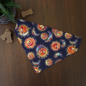 Celestial Dog Bandana (Over the Collar) -  Sun & Moon Bandana // Celestial Cat Bandana // Outer Space // Slip on Bandana //Gift for pets