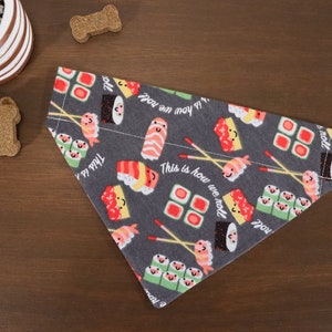 Sushi Dog Bandana Personalized (Over the Collar) -  This Is How We Role Cat Bandana // Flannel Bandana // Gift for pets