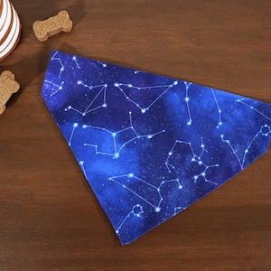 Constellation Dog Bandana (Over the Collar) -  Stars Bandana // Space Bandana // Cat Bandana // Slip on Bandana // Gift for pets