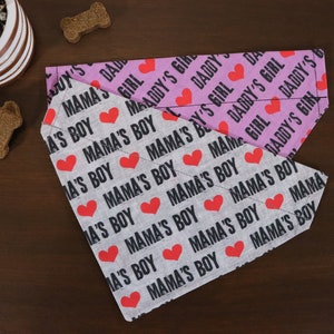 Valentine's Day Dog Bandana (Over the Collar) - Valentines Day Bandana // Mama's Girl or Mama's Boy // Cat Bandana // Gift For Pets