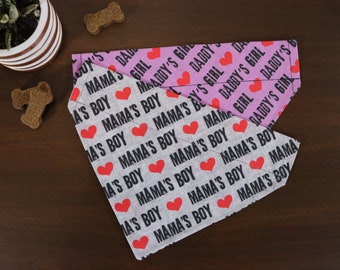 Valentine's Day Dog Bandana (Over the Collar) - Valentines Day Bandana // Mama's Girl or Mama's Boy // Cat Bandana // Gift For Pets