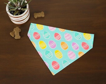 Easter Dog Bandana (Over the Collar) - Easter Bandana // Colorful Easter Eggs // Easter Cat Bandana // Gift for Pets // Slip on Bandana