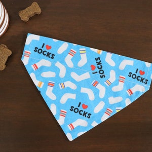 I Love Socks Dog Bandana Personalized (Over the Collar) - Cute Bandana // Cat Bandana // Slip on Bandana // Gift for pets