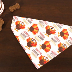 Thanksgiving Dog Bandana (Over the Collar) - Turkey Bandana // Cat Bandana // Gobble Gobble Gobble // Autumn bandana // Gift for Pet