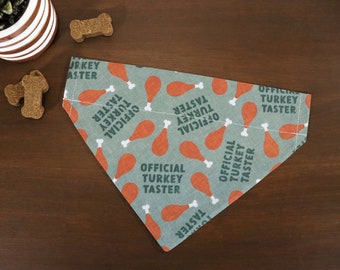 Thanksgiving Dog Bandana (Over the Collar) - Official Turkey Taster Bandana //Cat Bandana // Team Leftovers // Autumn bandana / Gift for Pet