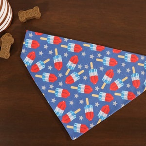 4th of July Dog Bandana Personalized (Over the Collar) - Rocket Popsicles / Independence Day / Patriotic Dog Bandana / Gift For Pets